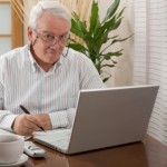 Senior man working from home
