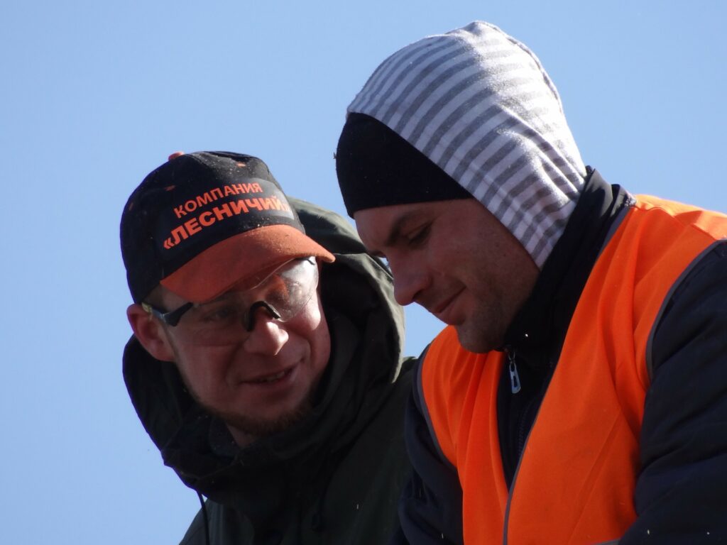 workers talking