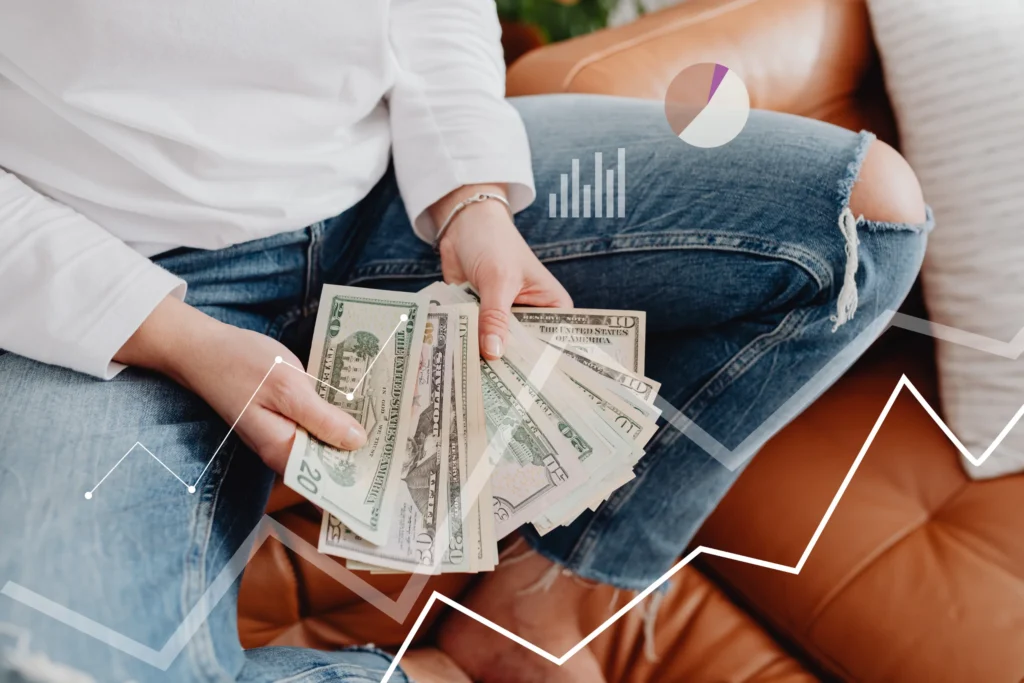 crowdfunding woman holding money