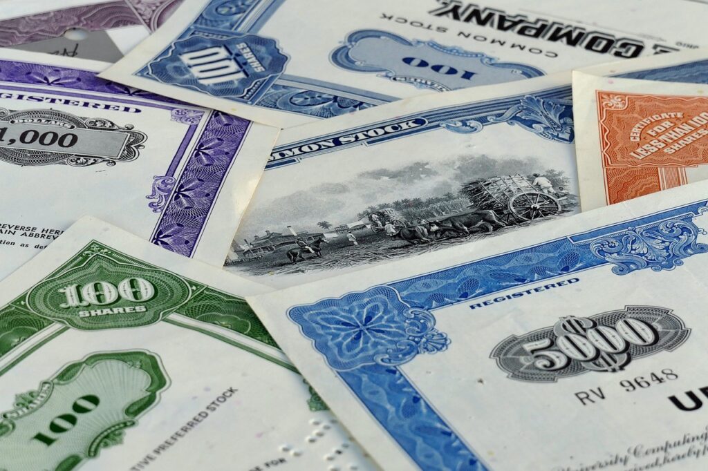 stock certificates
