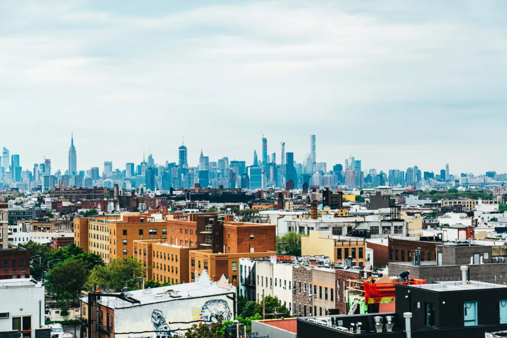 An aerial view of Bushwick, one of NYC neighborhoods