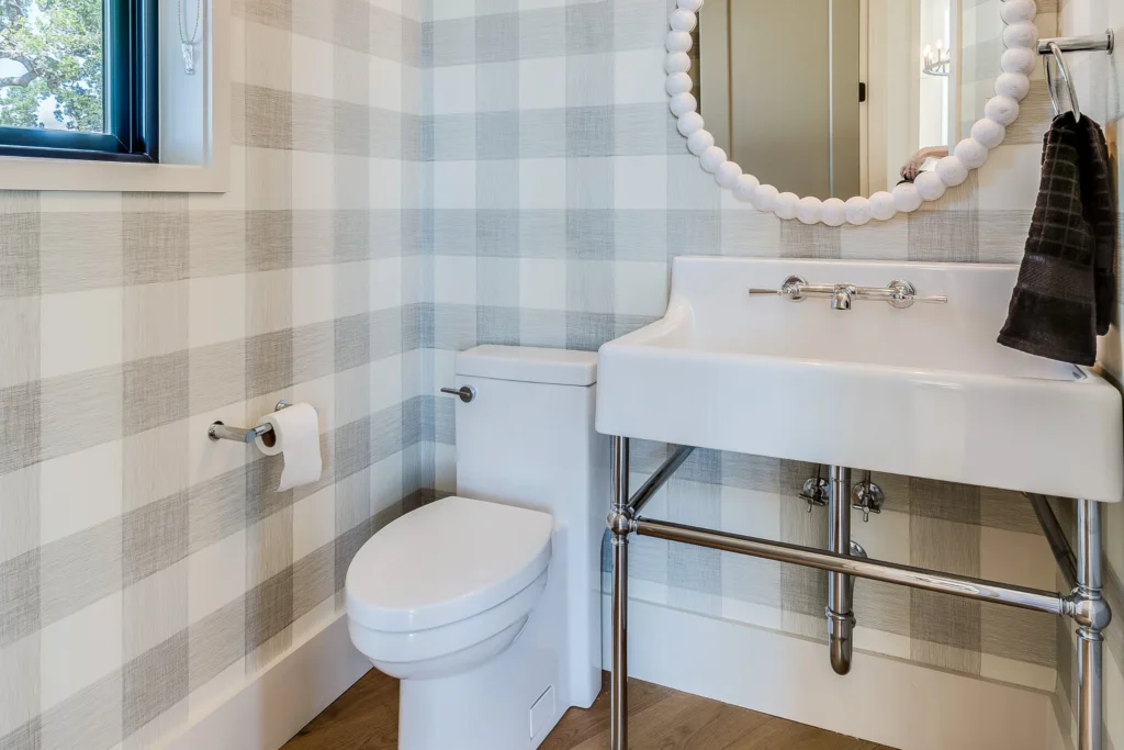 inside of portable bathroom trailer