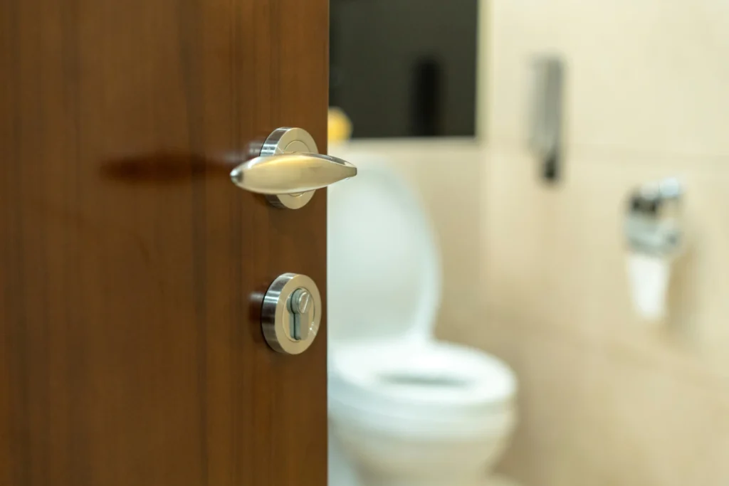 inside of portable bathroom trailer