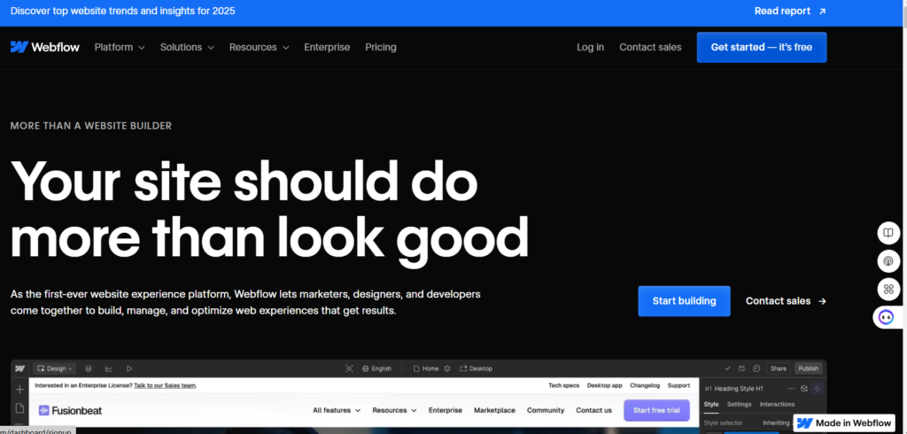 webflow homepage