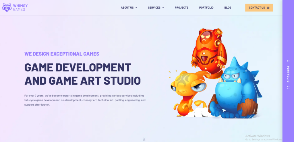 top web development company in the US: whimsy games
