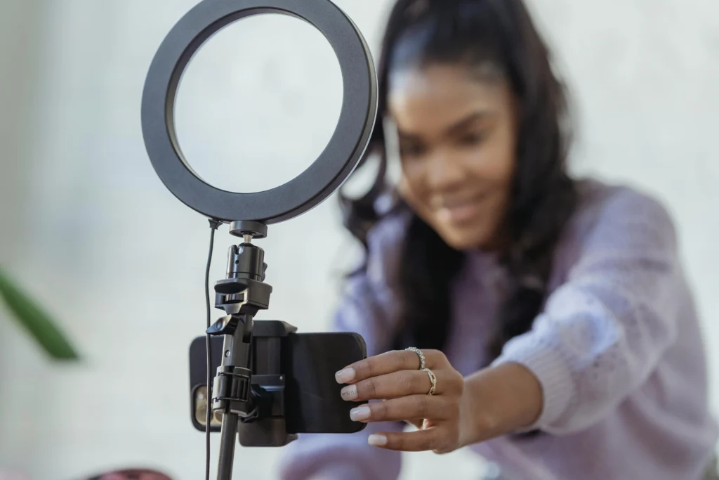 woman doing multimedia content