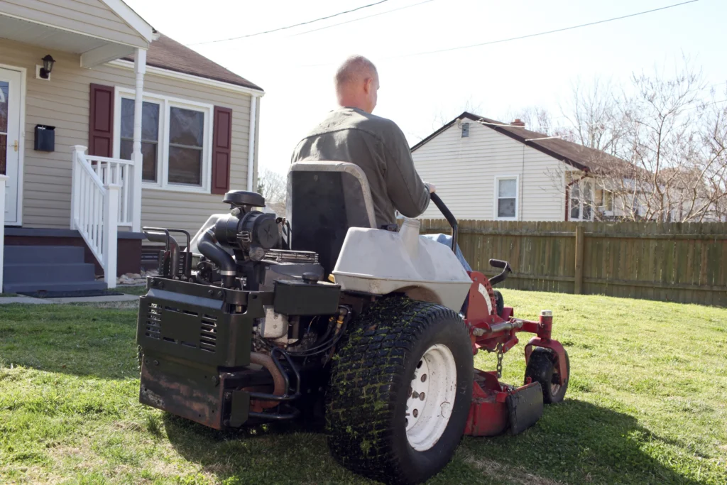 big lawn mower used in lawncare and landscaping business