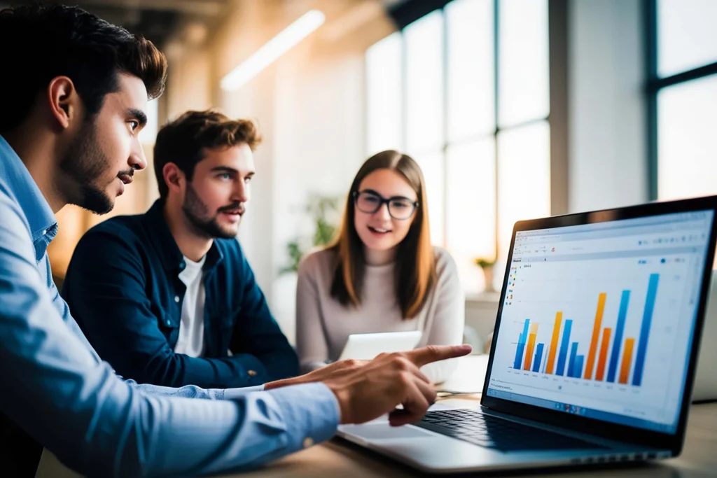 sentiment analysis: team analyzing charts and data
