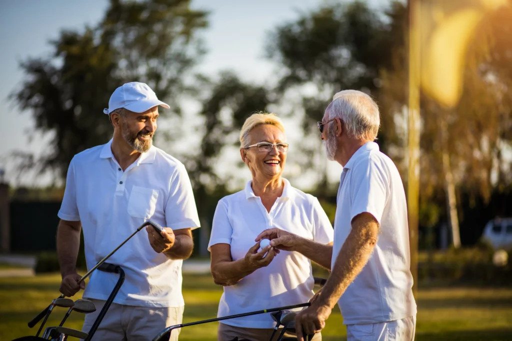 playing golf and networking