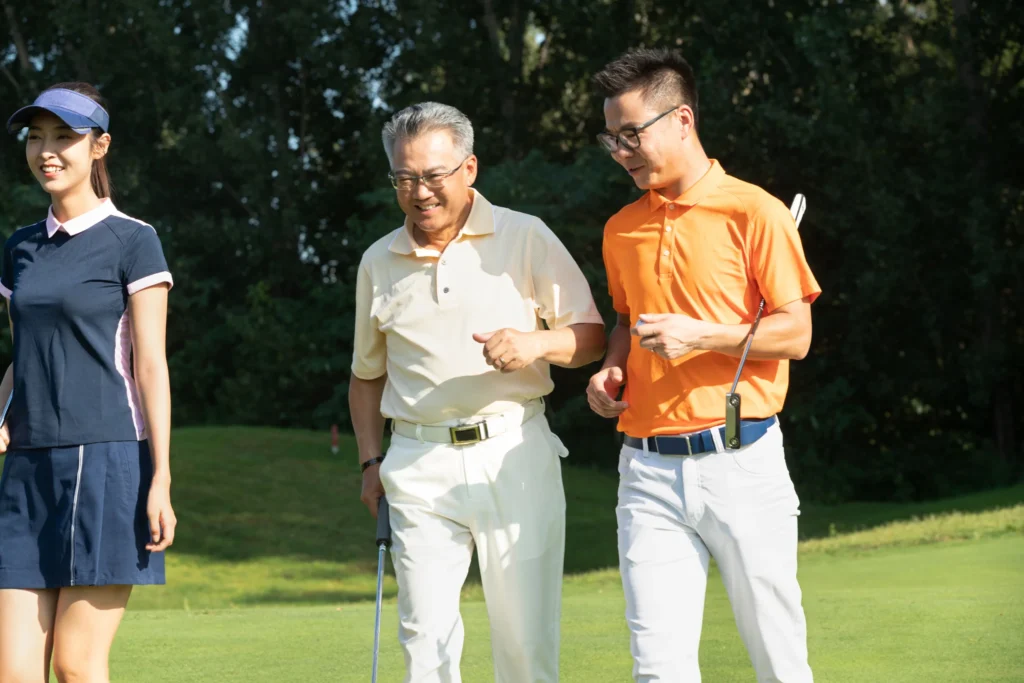playing golf and networking